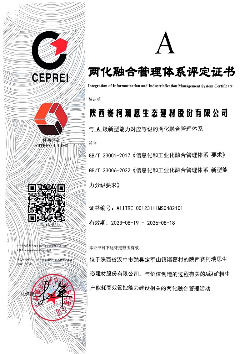 喜訊！賽柯瑞思公司獲得兩化融合管理體系認(rèn)證